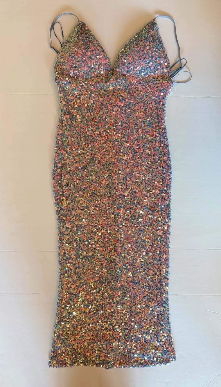 Blanc Clothing Iridescent Sequin Midi Dress Size S